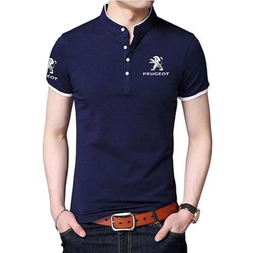 GIOPSQ Herren Hemd mit Stehkragen Peu-g_eot Logo Print Kurzarm T-Shirt Herren & Damen Baumwoll-Poloshirts Freizeit/B/L von GIOPSQ