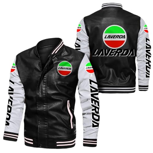 GIOPSQ Herren Kunstleder Bomberjacke LAVE-RDA Windbreaker Racing Jacke Top Locomotive Fashion Lederjacke Fliegend Passen/A/3XL von GIOPSQ