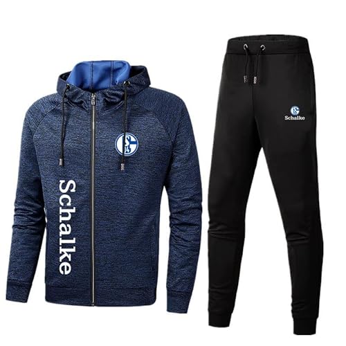 GIOPSQ Herren Sportswear Anzug Schalke 04 Logo Kapuzenjacke und Sporthose, Outdoor Casual Zip Jogginganzug Cardigan Trainingsanzug Ausrüstung/E/M von GIOPSQ