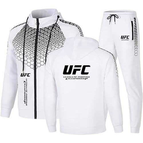 GIOPSQ Herren Sportswear Anzug UFC LOGO Kapuzenjacke und Sporthose, Outdoor Casual Zip Cardigan Trainingsanzug Jogginganzug Mode/D/L von GIOPSQ