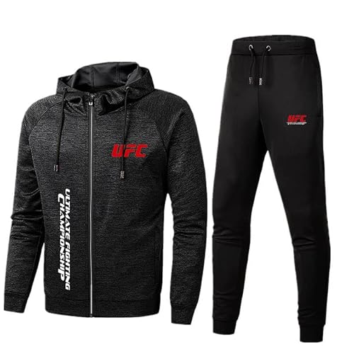 GIOPSQ Herren Sportswear Suit UFC Logo Kapuzenjacke und Sporthose, Outdoor Casual Zip Jogginganzug Cardigan Trainingsanzug Jungen/D/XL von GIOPSQ