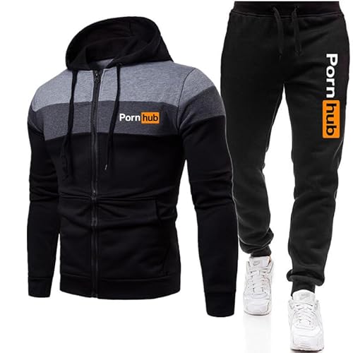 GIOPSQ Herren Trainingsanzug Set Jogginganzug po-rnh.ub Kapuzenjacke mit Reißverschluss + Hose Sportbekleidung Jogger/C/XXL von GIOPSQ