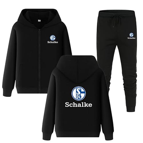 GIOPSQ Herren Trainingsanzug Set Schalke 04 Jogginganzug Kapuzenjacke + Hose Hoodie Set Sportswear Retro/A/M von GIOPSQ