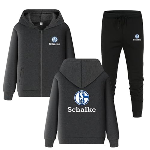 GIOPSQ Herren Tra﻿iningsanzug Set Schalke 04 Jogginganzug Kapuzenjacke + Hose Hoodie Set Sportswear Retro/B/XL von GIOPSQ