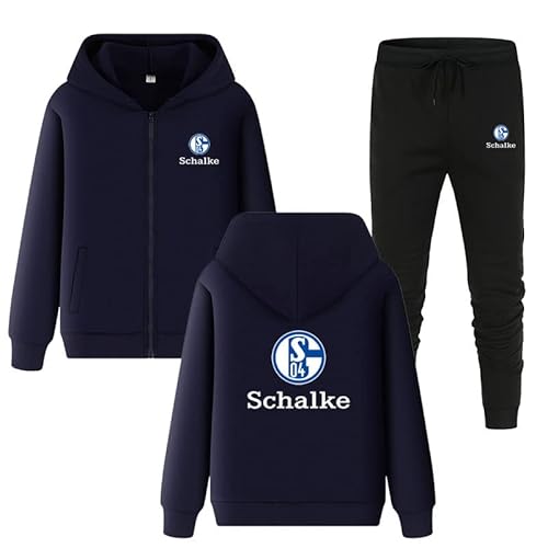 GIOPSQ Herren Trainingsanzug Set Schalke 04 Jogginganzug Kapuzenjacke + Hose Hoodie Set Sportswear Retro/C/M von GIOPSQ