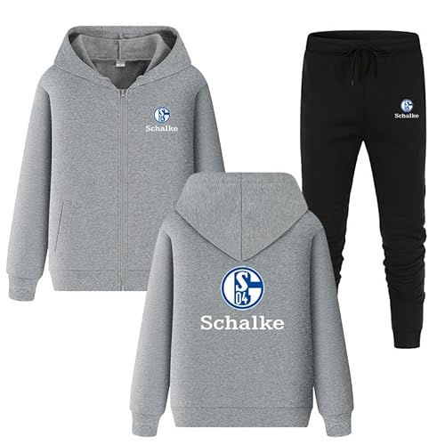GIOPSQ Herren Trainingsanzug Set Schalke 04 Jogginganzug Kapuzenjacke + Hose Hoodie Set Sportswear Retro/D/S von GIOPSQ