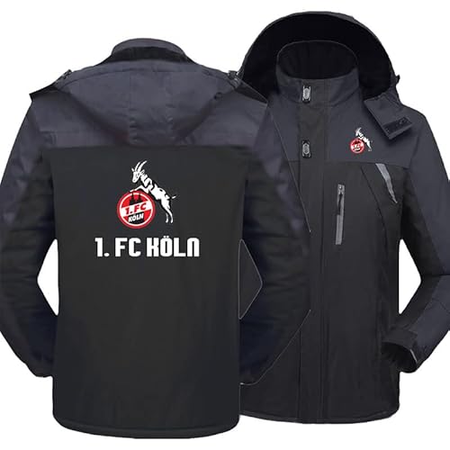 GIOPSQ Herren Wasserdichte Kapuzenjacke Berg Ski Fleece Für 1.Fc-Koln Freizeitjacken Windjacke Warmer Mantel Damen Jacken Draussen/A/S von GIOPSQ