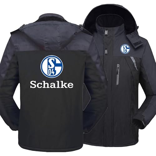 GIOPSQ Herren Wasserdichte Kapuzenjacke Berg Ski Fleece Für Schalke 04 Freizeitjacken Windjacke Warmer Mantel Damen Jacken Freizeit/A/XXL von GIOPSQ