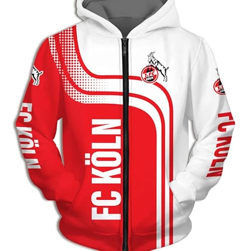 GIOPSQ Hoodies,Jacken,T-Shirt,Kurze Hose Strickjacke Dünn 3D 1.Fc-Koln Voll Drucken Pullover Männer&Damen Beiläufig Polyester Sweatshirt Draussen/A/L von GIOPSQ