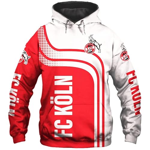 GIOPSQ Hoodies,Jacken,T-Shirt,Kurze Hose Strickjacke Dünn 3D 1.Fc-Koln Voll Drucken Pullover Männer&Damen Beiläufig Polyester Sweatshirt Draussen/B/4XL von GIOPSQ