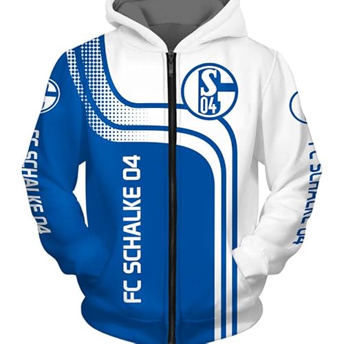 GIOPSQ Hoodies,Jacken,T-Shirt,Kurze Hose Strickjacke Dünn 3D Fc Schalke-04 Voll Drucken Pullover Männer&Damen Beiläufig Polyester Sweatshirt Draussen/A/3XL von GIOPSQ