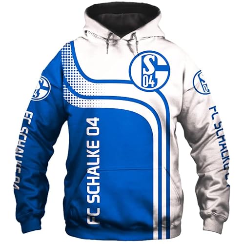 GIOPSQ Hoodies,Jacken,T-Shirt,Kurze Hose Strickjacke Dünn 3D Fc Schalke-04 Voll Drucken Pullover Männer&Damen Beiläufig Polyester Sweatshirt Draussen/B/XL von GIOPSQ