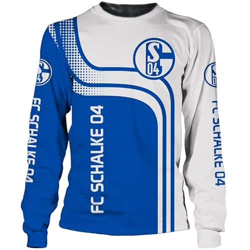 GIOPSQ Hoodies,Jacken,T-Shirt,Kurze Hose Strickjacke Dünn 3D Fc Schalke-04 Voll Drucken Pullover Männer&Damen Beiläufig Polyester Sweatshirt Draussen/C/4XL von GIOPSQ