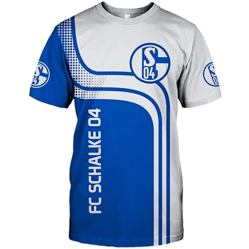 GIOPSQ Hoodies,Jacken,T-Shirt,Kurze Hose Strickjacke Dünn 3D Fc Schalke-04 Voll Drucken Pullover Männer&Damen Beiläufig Polyester Sweatshirt Draussen/D/3XL von GIOPSQ