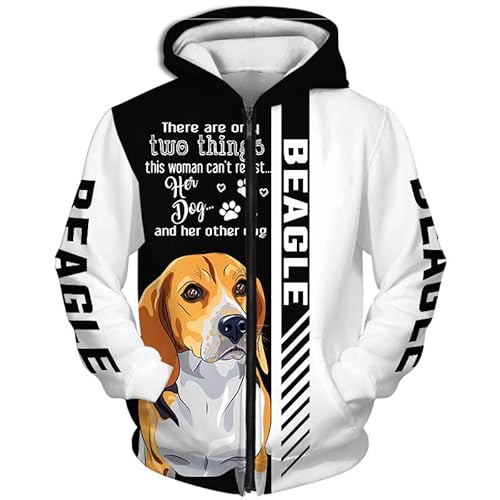 GIOPSQ Hoodies Jacken Dünne 3D Beagle Dog Volldruck Pullover Männer & Frauen Casual Polyester Sweatshirt jungs/A2/L von GIOPSQ