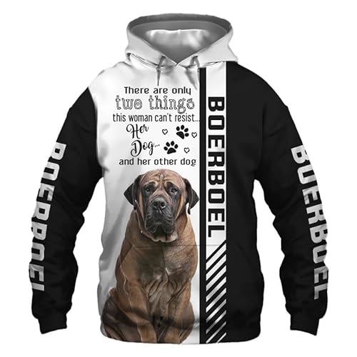 GIOPSQ Hoodies Jacken Dünne 3D Boerboel Dog Volldruck Pullover Männer & Frauen Casual Polyester Sweatshirt jogging/A1/M von GIOPSQ