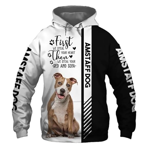 GIOPSQ Hoodies Jacken T-Shirt Strickjacke Thin 3D Amstaff Dog Printing Pullover Männer Frauen Polyester Casual Sweatshirt Einzigartig Drucken/A2/XL von GIOPSQ