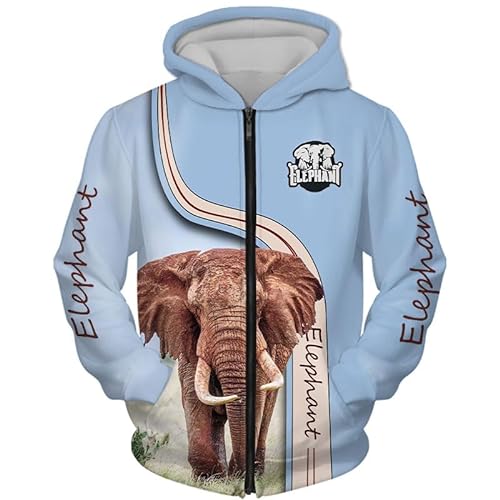 GIOPSQ Hoodies Jacken T-Shirts Shorts Strickjacke dünner 3D Toller Elefant P﻿ullover mit Volldruck für Herren und Damen lässiges Polyester-Sweatshirt-Oberteil Herren/A/S von GIOPSQ