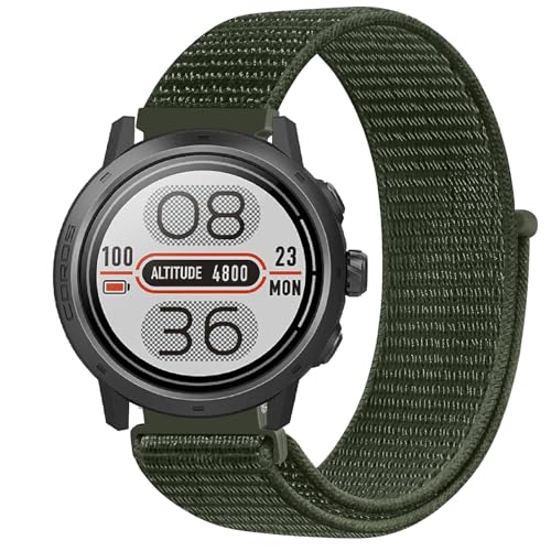 GIOPUEY Nylon Armband Kompatibel mit COROS Apex 2 Pro, 22mm Ersatz Sport Loop Uhrenarmband, Geflochtenes Armband, Damen Herren - Green von GIOPUEY