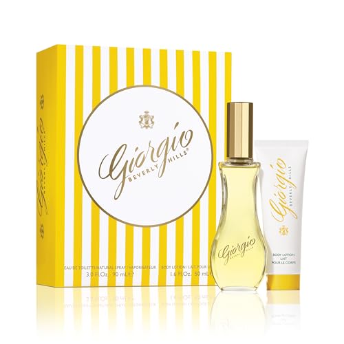 Giorgio Beverly Hills Set Parfum Duo, Eau de Toilette für Damen (90 ml) und Parfümierte Körperlotion (50 ml), blumiger Duft, pudrig und intensiv von GIORGIO BEVERLY HILLS