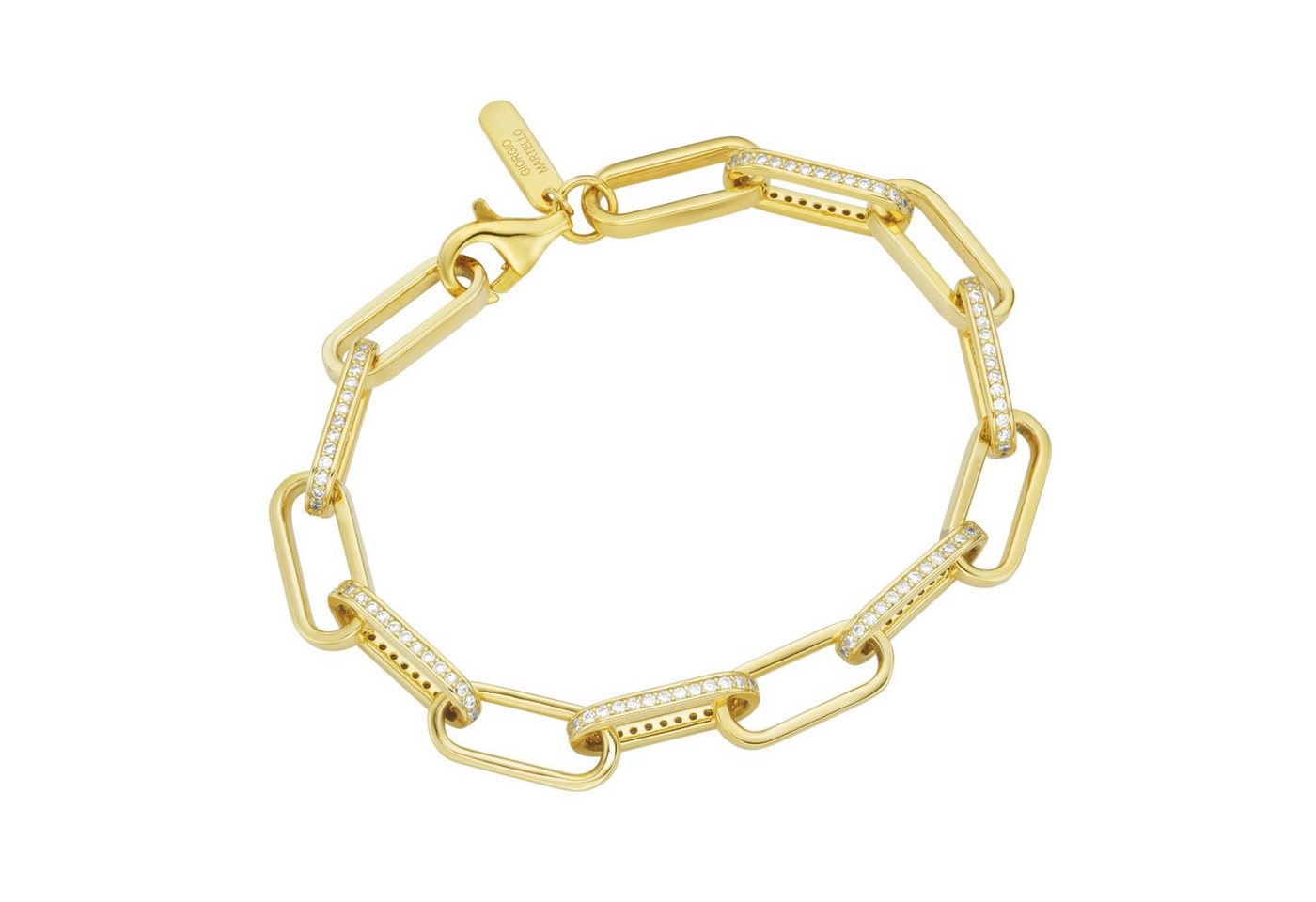 GIORGIO MARTELLO MILANO Armband Gliederkette mit Zirkonia, vergoldet, Silber 925 von GIORGIO MARTELLO MILANO