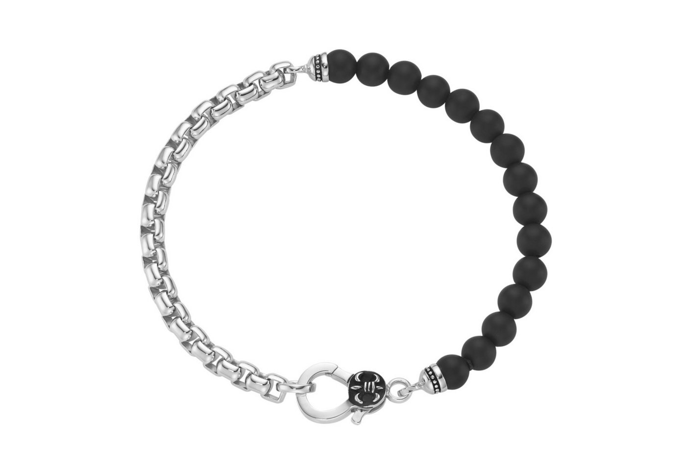 GIORGIO MARTELLO MILANO Armband Panzerkette, schwarzer Achat oder Perle, Silber 925 von GIORGIO MARTELLO MILANO
