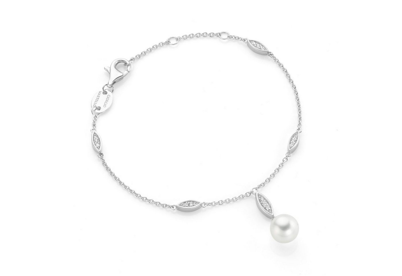 GIORGIO MARTELLO MILANO Armband mit Muschelkernperlen und Zirkonia, Silber 925 von GIORGIO MARTELLO MILANO