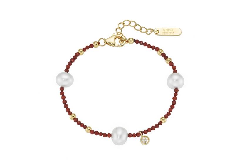 GIORGIO MARTELLO MILANO Armband mit Süßwasser-Perlen und Ziersteinen, Silber 925 von GIORGIO MARTELLO MILANO