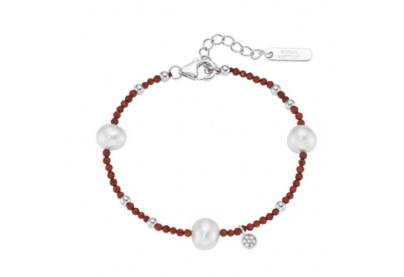 GIORGIO MARTELLO MILANO Armband mit Süßwasser-Perlen und Ziersteinen, Silber 925 von GIORGIO MARTELLO MILANO