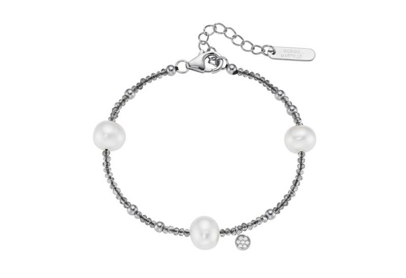 GIORGIO MARTELLO MILANO Armband mit Süßwasser-Perlen und Ziersteinen, Silber 925 von GIORGIO MARTELLO MILANO