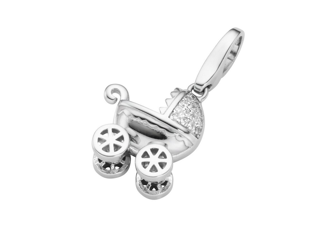 GIORGIO MARTELLO MILANO Charm-Einhänger Kinderwagen mit Zirkonia Steinen, Silber 925 von GIORGIO MARTELLO MILANO