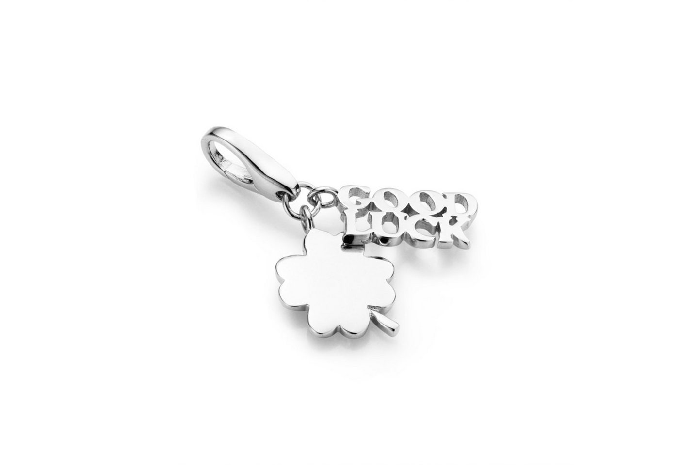 GIORGIO MARTELLO MILANO Charm-Einhänger Kleeblatt und Schriftzug Good Luck, Silber 925 von GIORGIO MARTELLO MILANO