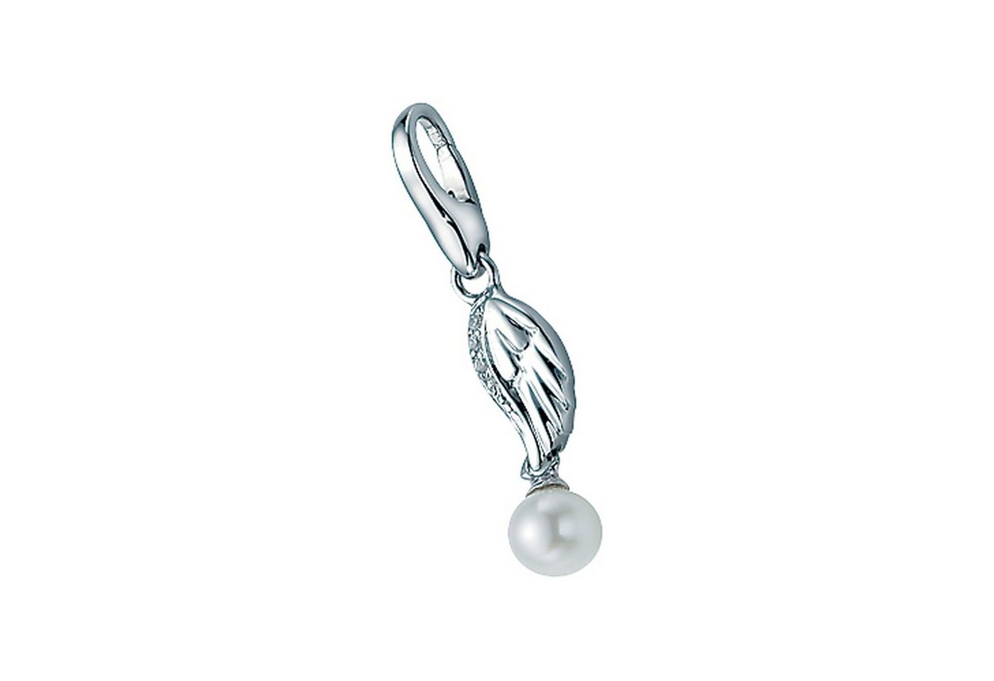 GIORGIO MARTELLO MILANO Charm Flügel Flügel mit Zirkonia und Süßwasser Perle, Silber 925 von GIORGIO MARTELLO MILANO