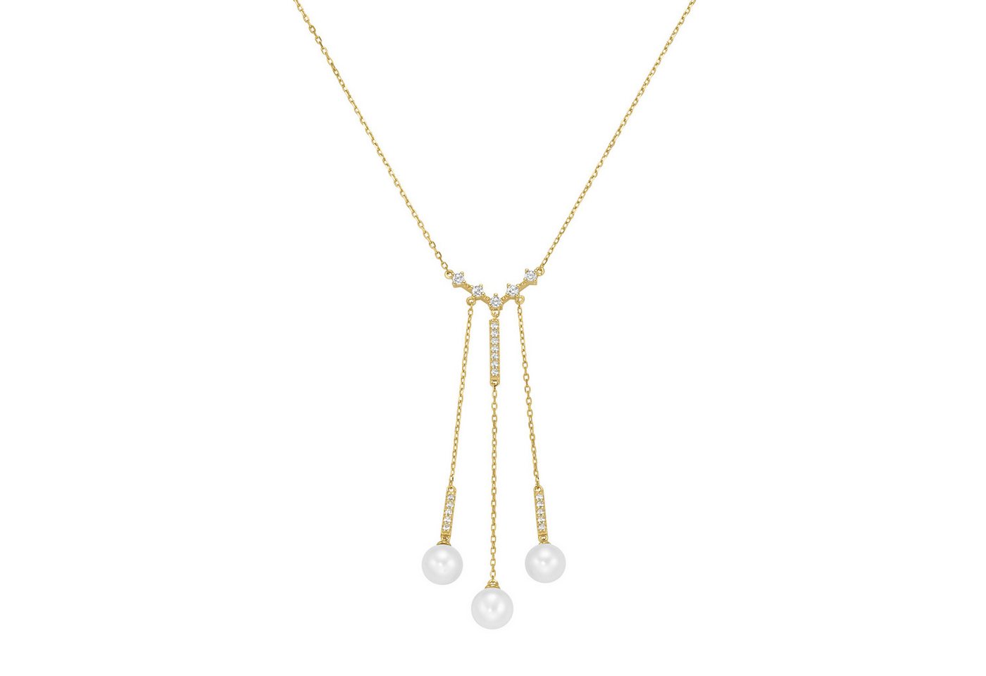 GIORGIO MARTELLO MILANO Collier mit Süßwasser-Perlen und Zirkonia, Silber 925 von GIORGIO MARTELLO MILANO
