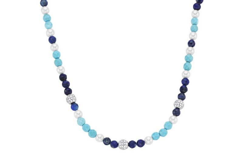 GIORGIO MARTELLO MILANO Collier mit Zirkonia, Steinkugeln und Muschelkern-Perlen, Silber 925 von GIORGIO MARTELLO MILANO