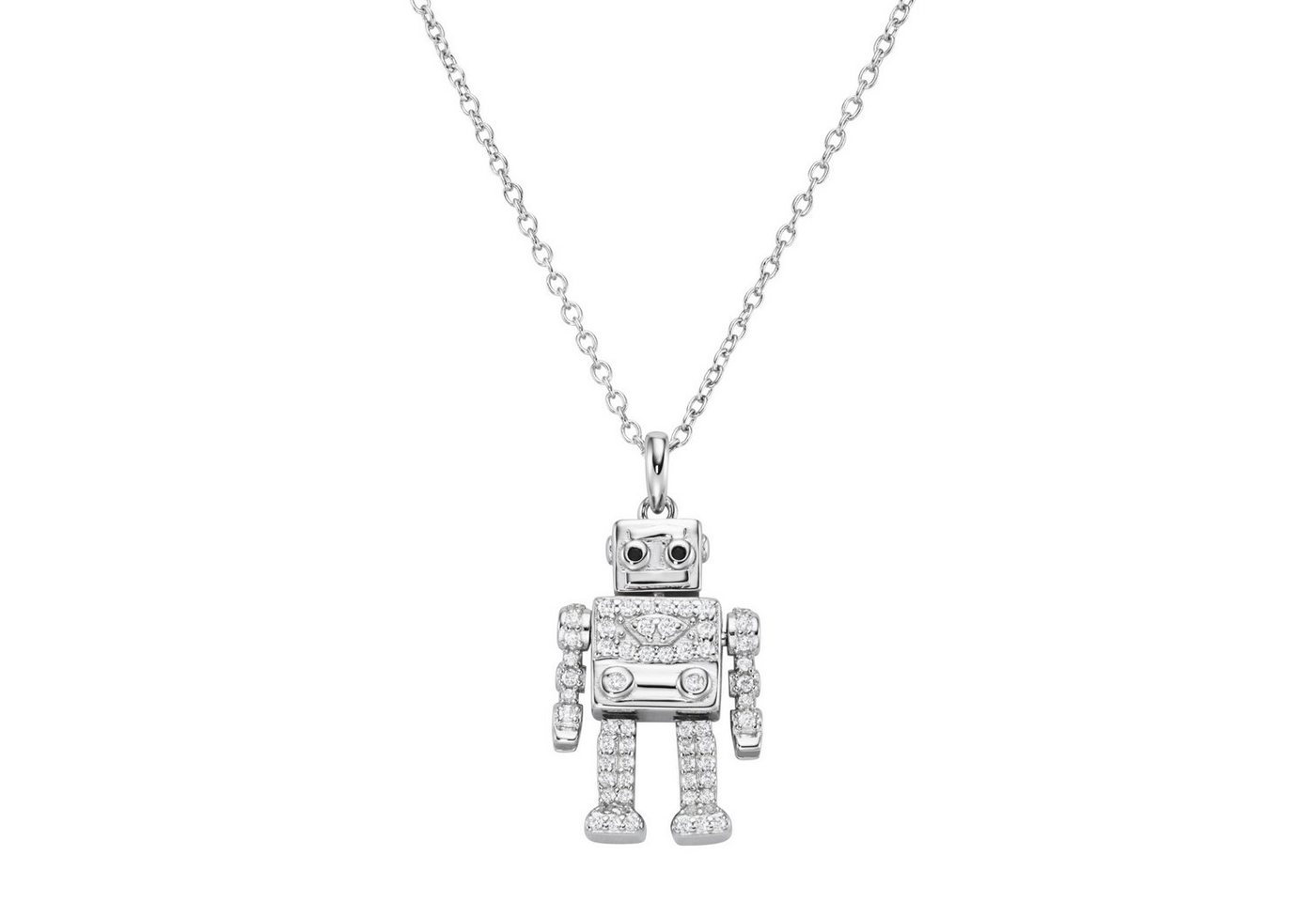 GIORGIO MARTELLO MILANO Kette mit Anhänger Anhänger Roboter mit Zirkonia, Silber 925 von GIORGIO MARTELLO MILANO