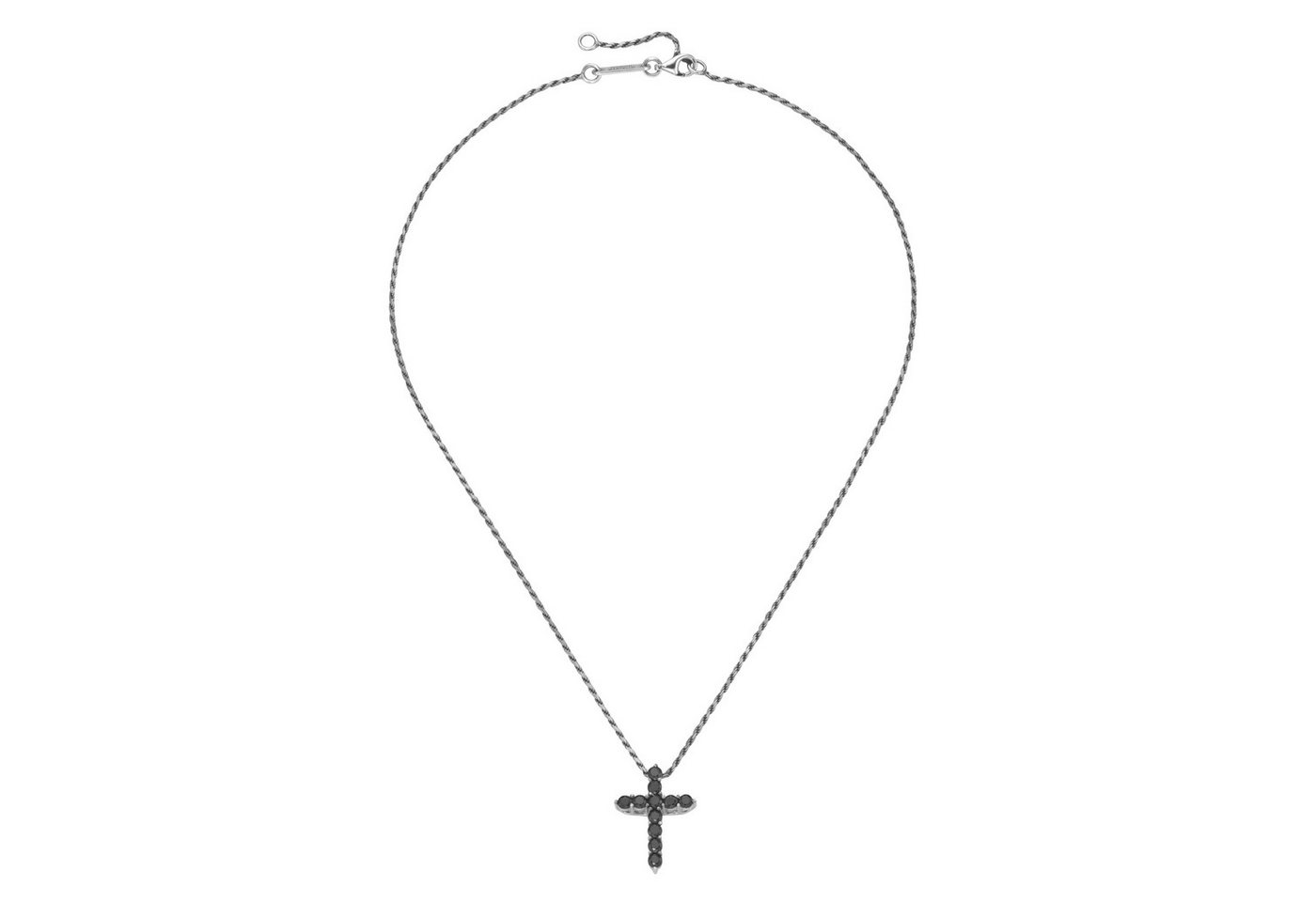 GIORGIO MARTELLO MILANO Kette mit Anhänger mit Anhänger Kreuz, schwarze Spinelle, Silber 925 von GIORGIO MARTELLO MILANO
