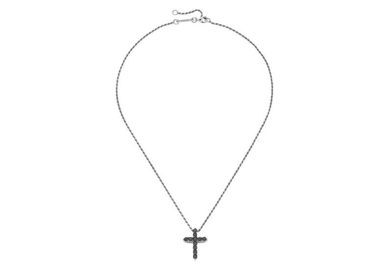 GIORGIO MARTELLO MILANO Kette mit Anhänger mit Anhänger Kreuz, schwarze Spinelle, Silber 925 von GIORGIO MARTELLO MILANO