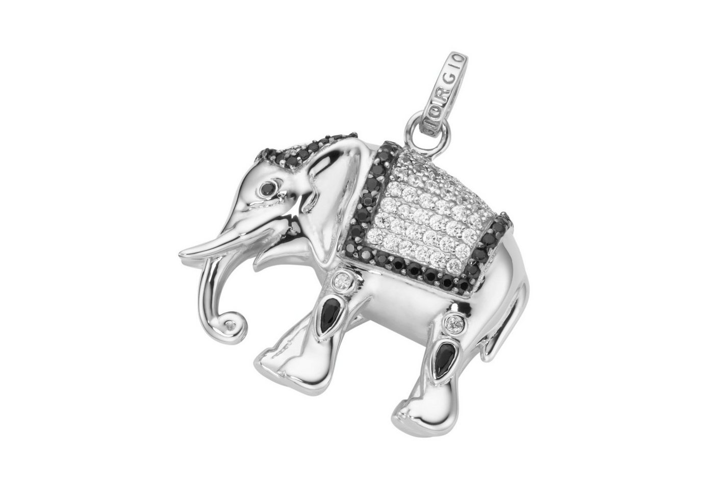 GIORGIO MARTELLO MILANO Kettenanhänger Elefant mit Zirkonia und Spinell Steinen, Silber 925 von GIORGIO MARTELLO MILANO