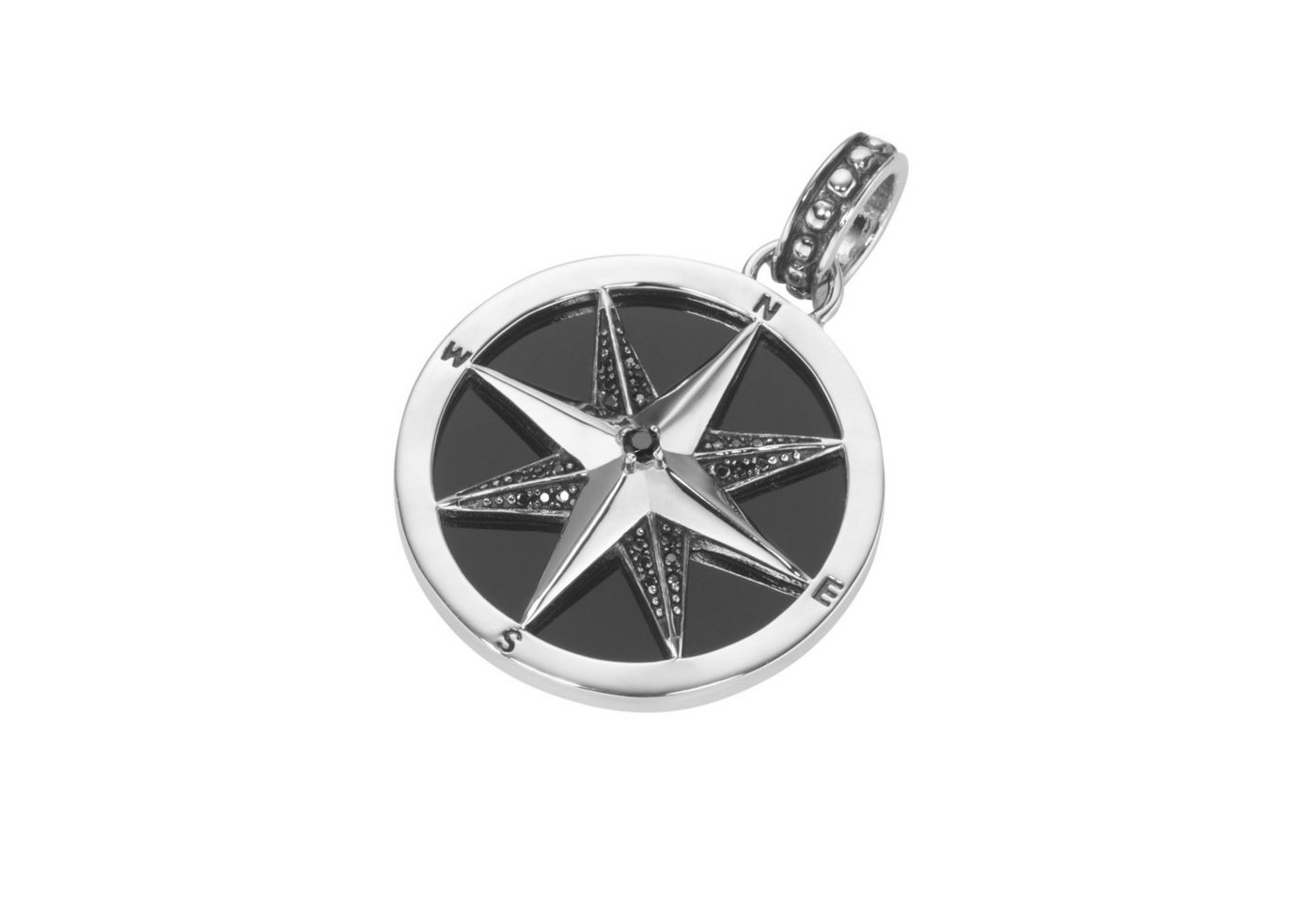 GIORGIO MARTELLO MILANO Kettenanhänger Kompass, mit Achat und Spinellen in schwarz, Silber 925 von GIORGIO MARTELLO MILANO