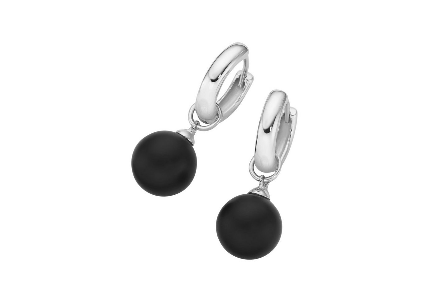 GIORGIO MARTELLO MILANO Paar Creolen Behang schwarze Achat-Kugeln oder weiße Perlen, Silber 925 von GIORGIO MARTELLO MILANO