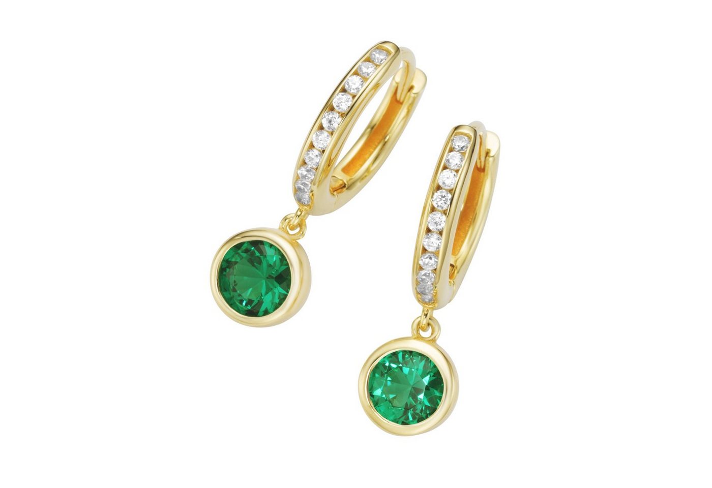 GIORGIO MARTELLO MILANO Paar Creolen mit Behang, Zirkonia und Kristallsteine, vergoldet, Silber 925 von GIORGIO MARTELLO MILANO