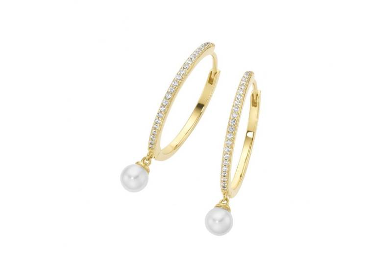 GIORGIO MARTELLO MILANO Paar Creolen mit weißen Muschelkern-Perlen und Zirkonia, Silber 925 GIORGIO MARTELLO MILANO Paar Creolen mit weißen Muschelkern-Perlen und Zirkonia, Silber 925 von GIORGIO MARTELLO MILANO