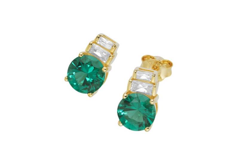 GIORGIO MARTELLO MILANO Paar Ohrstecker mit Zirkonia weiß und Kristallsteine grün, Silber 925 von GIORGIO MARTELLO MILANO
