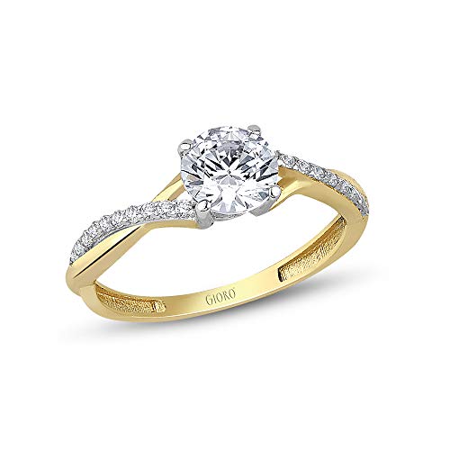 GIORO Annika Ring aus 585 Gold mit funkelnden Kristallen: Ein handgefertigtes Meisterwerk, das verzaubert (59 (18.8)) von GIORO
