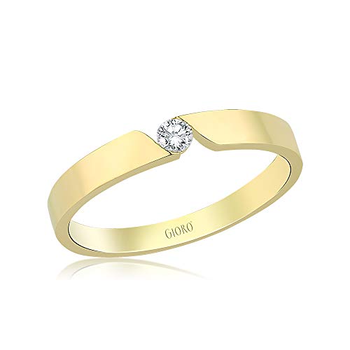 GIORO Aurelia Damen Ring Verlobungsring Antragsring *handgefasster Stein* 925 Silber hochwertig vergoldet mit Gravur (63 (20.1)) von GIORO