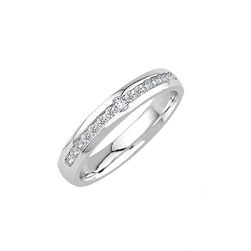 GIORO Lina Damen Ring Verlobungsring Antragsring 925 Silber *handgefasste Steine* Weißgold Platin Optik mit Gravur (67 (21.3)) von GIORO