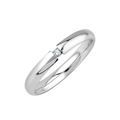 GIORO Tiala Damen Ring Verlobungsring Antragsring 925 Silber *handgefasster Zirkonia Stein* Weißgold Platin Optik mit Gravur (66 (21.0)) von GIORO