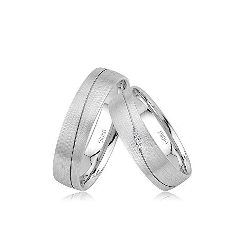 GIORO Tivoli Eheringe Trauringe Hochzeitsringe massiv Weißgold *handgefasste Brillanten* Paarpreis Echtes Gold (8 Karat (333) Weißgold) von GIORO