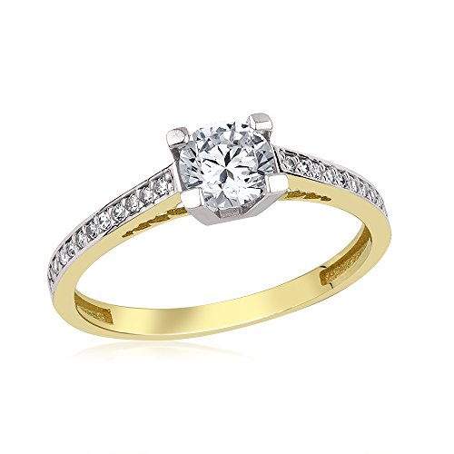 GIORO Viola Verlobungsring/Antragsring in 585 Gold mit Zirkonia Kristallen (52 (16.6)) von GIORO